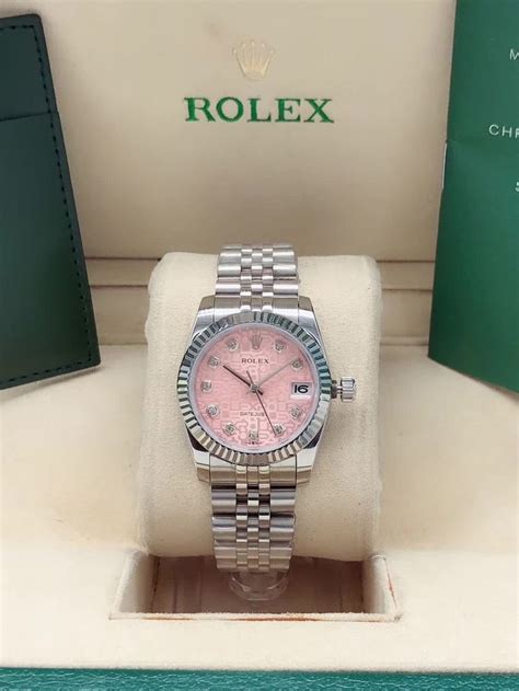 pink silver rolex